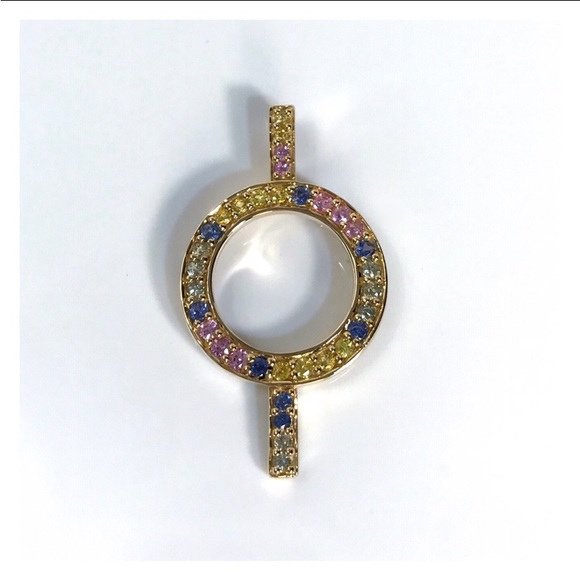 Spectacular 14kt Yellow Gold Multicolored Sapphire Pendant - Picture 9 of 10